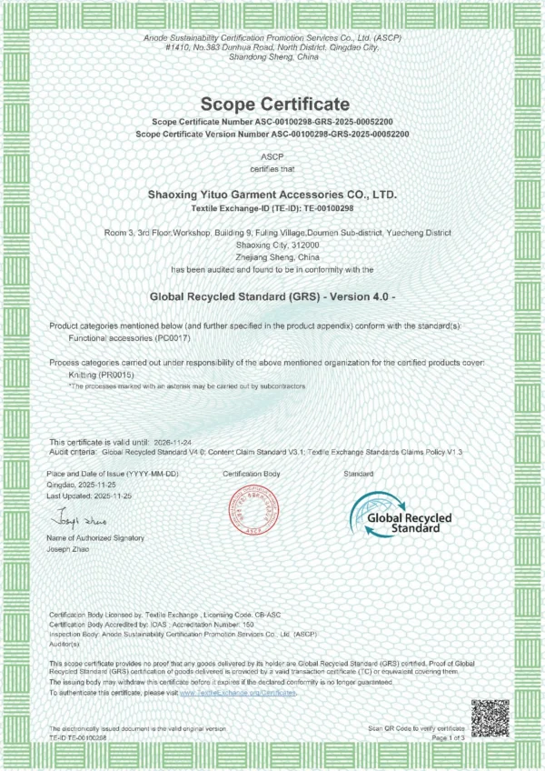 Global Recycled Standard Certificate